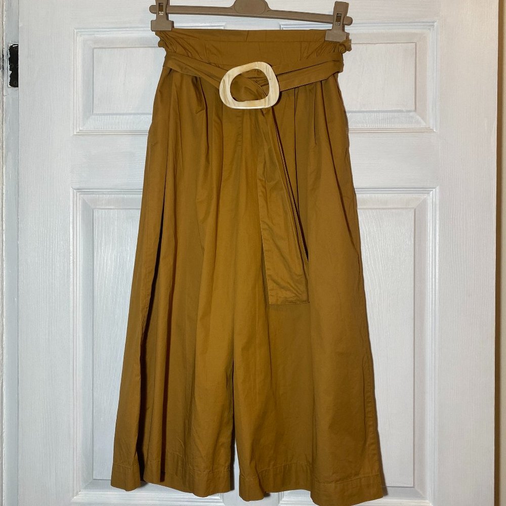 Zara Belted Poplin Trousers Caramel - Picture 2 of 5